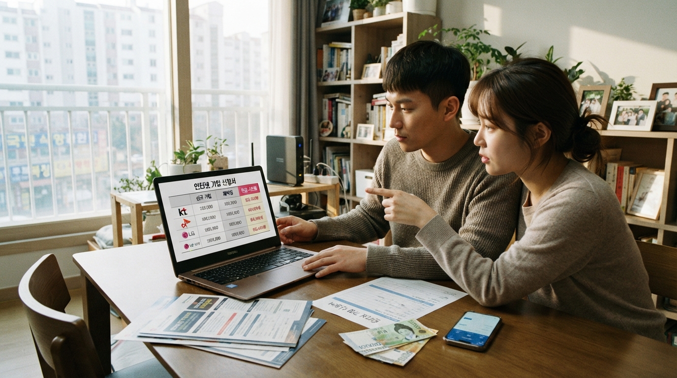 인터넷 가입 혜택 KT SK브로드밴드 LG유플러스 인터넷 사은품과 월 요금, 설치비를 비교한 2026년 9월 기준 표 이미지