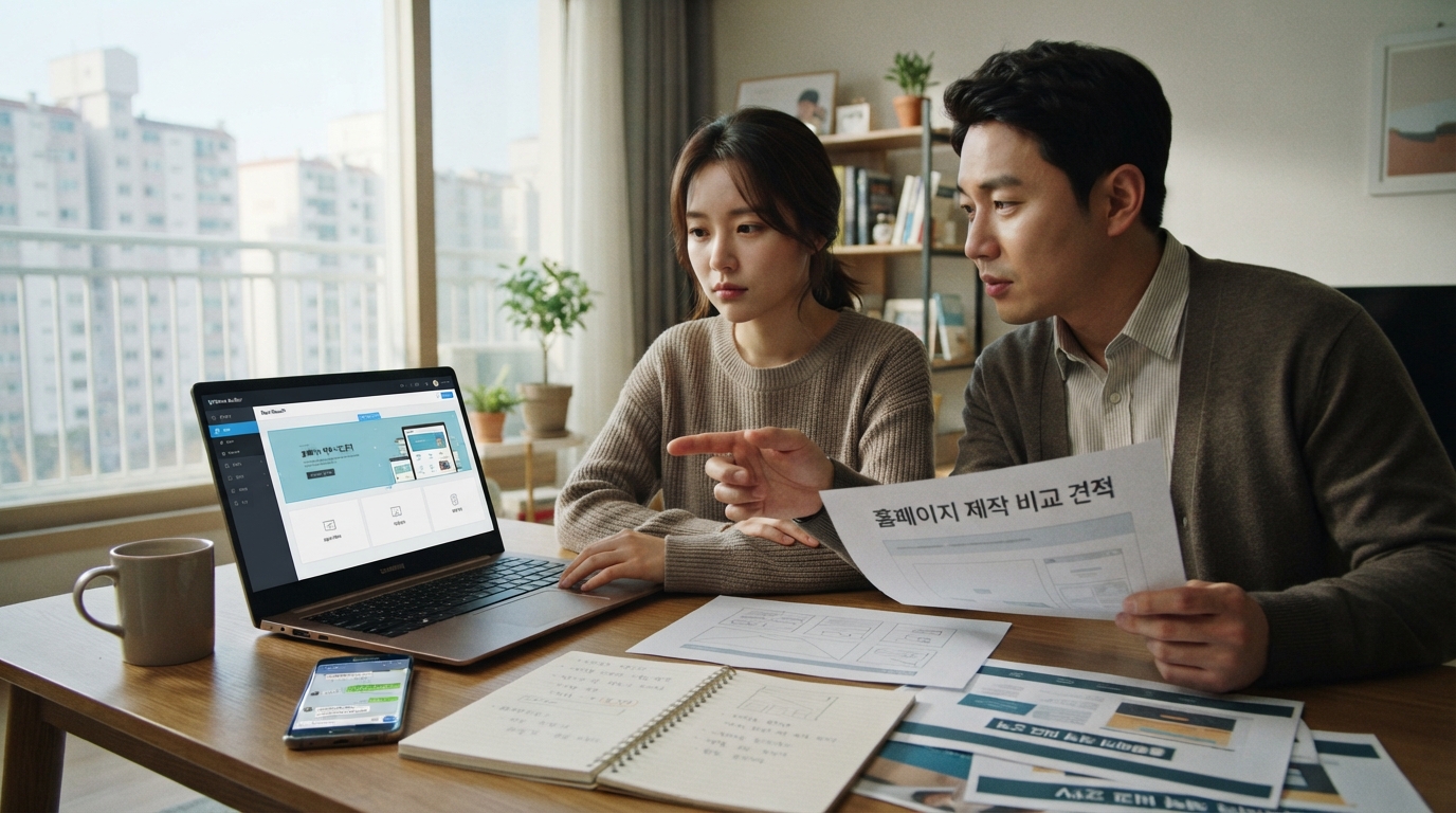 홈페이지 제작 방식 3가지인 웹빌더, CMS, 외주 의뢰를 비교한 표 이미지