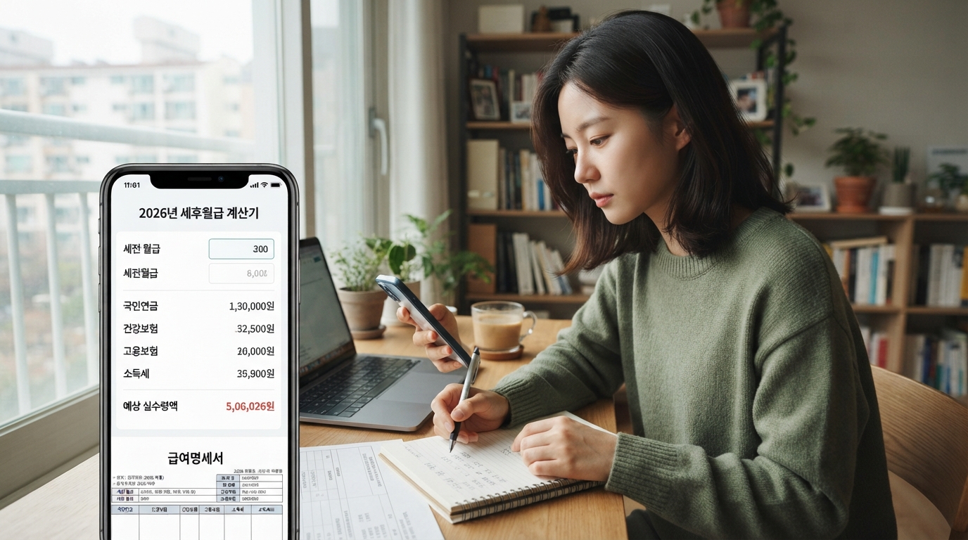 세후월급 계산기 입력값 3개 — 세전월급 부양가족 수 비과세 항목 입력 화면 예시